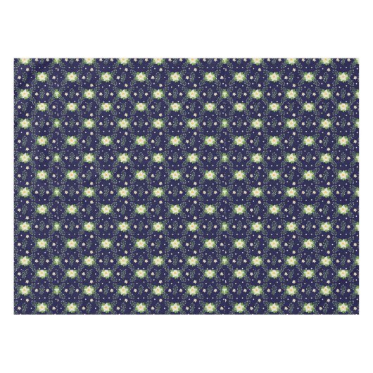 Witte Poinsettias Groene bladeren Kerstmis op Mari Tafelkleed (Voorkant (Horizontaal))