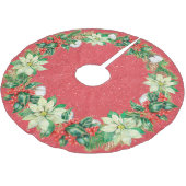 Witte poinsettia's, Holly en bessen Kerstboom Rok (Gekanteld)