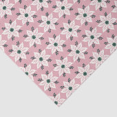 Witte poinsettia's op roze kerst tissuepapier (Detail)