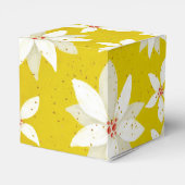 Witte Poinsettia's rode accenten helder goudgeel Bedankdoosjes (Achterkant)