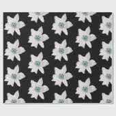 Witte Pointsetta Kerst Inpakpapier (Vlak)