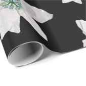 Witte Pointsetta Kerst Inpakpapier (Rol Hoek)