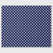 Witte poka Dot op Navy Blue Medium Space Cadeaupapier (Vlak)