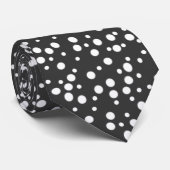 Witte poka Dots Diverse grootten op zwarte Stropda Stropdas (Opgerold)