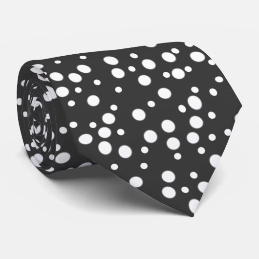 Witte poka Dots Diverse grootten op zwarte Stropda Stropdas (Opgerold)