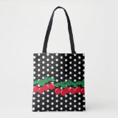 Witte poka Dots on Black met Cherries Tote Bag (Voorkant)