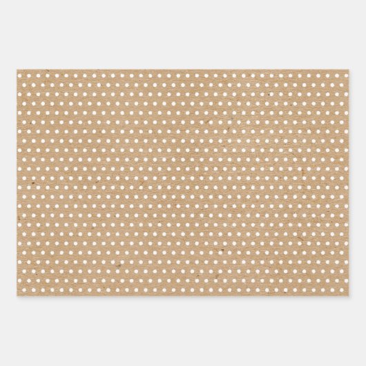 Witte poka Dots on Faux Rustic Brown Kraft Inpakpapier Vel (Voorkant)