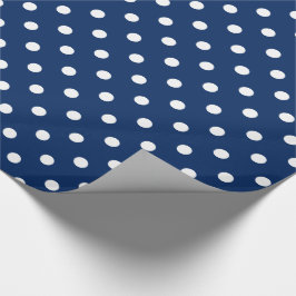 Witte poka Dots op Navy Blue Cadeaupapier