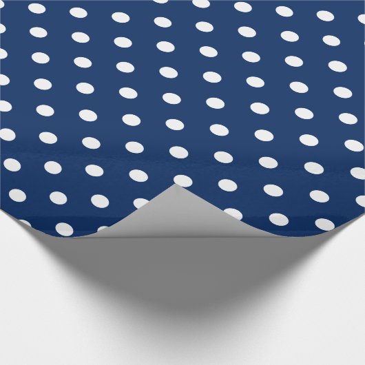 Witte poka Dots op Navy Blue Cadeaupapier (Hoek)