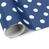 Witte poka Dots op Navy Blue Cadeaupapier (Rol Hoek)