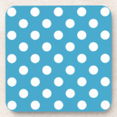 Witte poka Dots op Peacock Blue Background Bier Onderzetter (Voorkant)