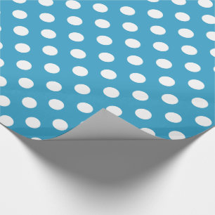 Witte poka Dots op Peacock Blue Background Cadeaupapier