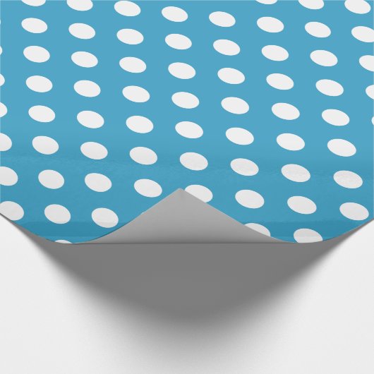 Witte poka Dots op Peacock Blue Background Cadeaupapier (Hoek)
