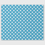 Witte poka Dots op Peacock Blue Background Cadeaupapier (Vlak)