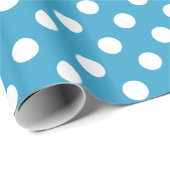 Witte poka Dots op Peacock Blue Background Cadeaupapier (Rol Hoek)