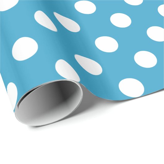 Witte poka Dots op Peacock Blue Background Cadeaupapier (Rol Hoek)
