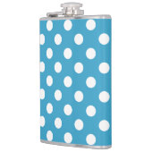 Witte poka Dots op Peacock Blue Background Heupfles (Links)