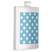 Witte poka Dots op Peacock Blue Background Heupfles (Rechts)