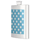 Witte poka Dots op Peacock Blue Background Heupfles (Links)