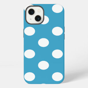 Witte poka Dots op Peacock Blue Background iPhone 13 Hoesje