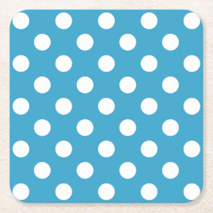 Witte poka Dots op Peacock Blue Background Kartonnen Onderzetters