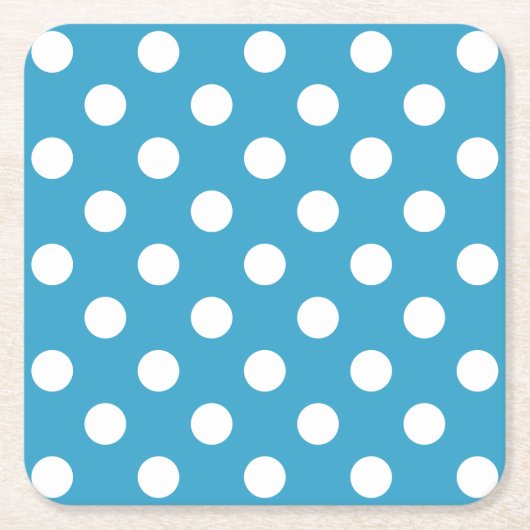 Witte poka Dots op Peacock Blue Background Kartonnen Onderzetters (Voorkant)