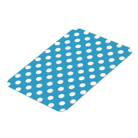 Witte poka Dots op Peacock Blue Background Magneet (Linkerzijde)