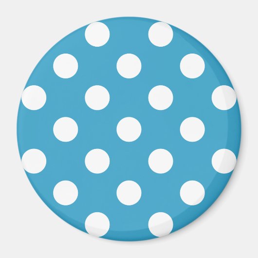 Witte poka Dots op Peacock Blue Background Magneet (Voorkant)