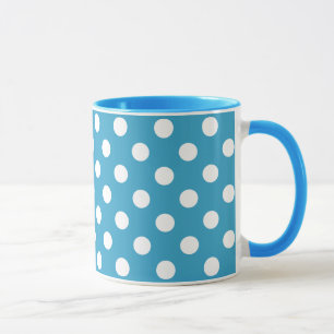 Witte poka Dots op Peacock Blue Background Mok