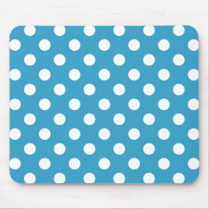 Witte poka Dots op Peacock Blue Background Muismat