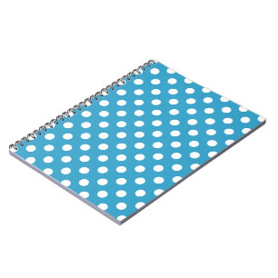 Witte poka Dots op Peacock Blue Background Notitieboek