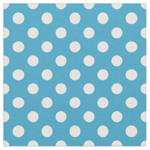Witte poka Dots op Peacock Blue Background Stof