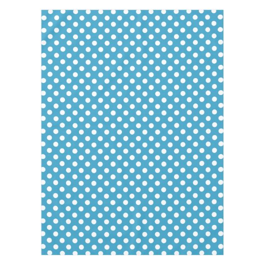 Witte poka Dots op Peacock Blue Background Tafelkleed (Voorkant)