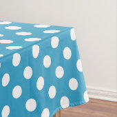 Witte poka Dots op Peacock Blue Background Tafelkleed (Voorbeeld)
