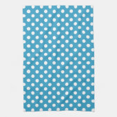 Witte poka Dots op Peacock Blue Background Theedoek (Verticaal)