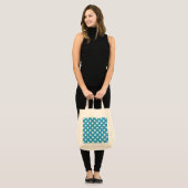 Witte poka Dots op Peacock Blue Background Tote Bag (Voorkant (model))