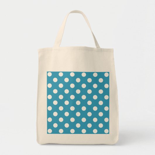 Witte poka Dots op Peacock Blue Background Tote Bag (Voorkant)