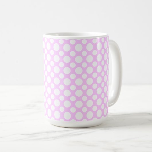 Witte poka Dots op roze koffie Mok (Voorkant rechts)