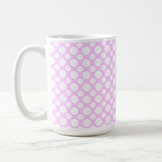 Witte poka Dots op roze koffie Mok (Links)