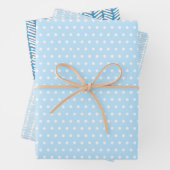 Witte pokadots Chevron Stripes Baby Blue Inpakpapier Vel (In situ)