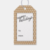 Witte pokadots op bruinkraftpapier cadeaulabel (Voorkant)