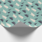 Witte Polaire Beren Evergreen Trees in de sneeuw Cadeaupapier (Hoek)