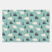 Witte Polaire Beren Evergreen Trees in de sneeuw Inpakpapier Vel (Voorkant)