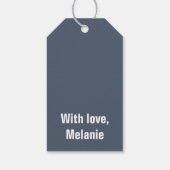 Witte polakkruisen op blauw-grijs cadeaulabel (Achterkant)