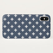 Witte polakkruisen op blauw-grijs Case-Mate iPhone case (Achterkant (horizontaal))