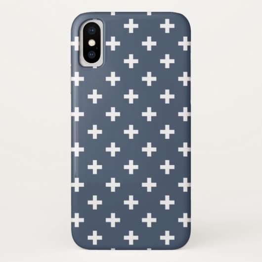 Witte polakkruisen op blauw-grijs Case-Mate iPhone case (Achterkant)