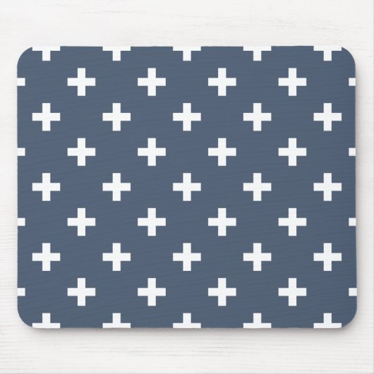 Witte polakkruisen op blauw-grijs muismat (Voorkant)
