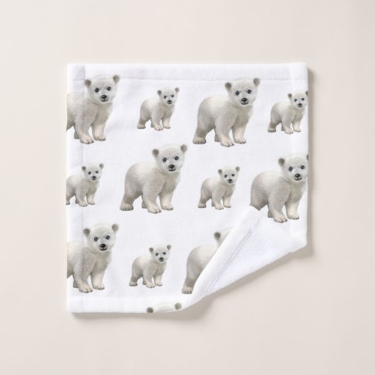 Witte Polar Beer badkamer handdoek sets (Wasdoekje)