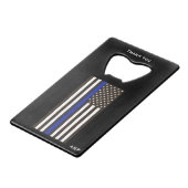 *~* Witte politie en zwarte dun blauwe lijnvlag Creditkaart Flessenopener (Achterkant Gekanteld)