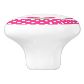Witte Polka Dot en Roze Bloemen Keramische Knop (Zijkant)